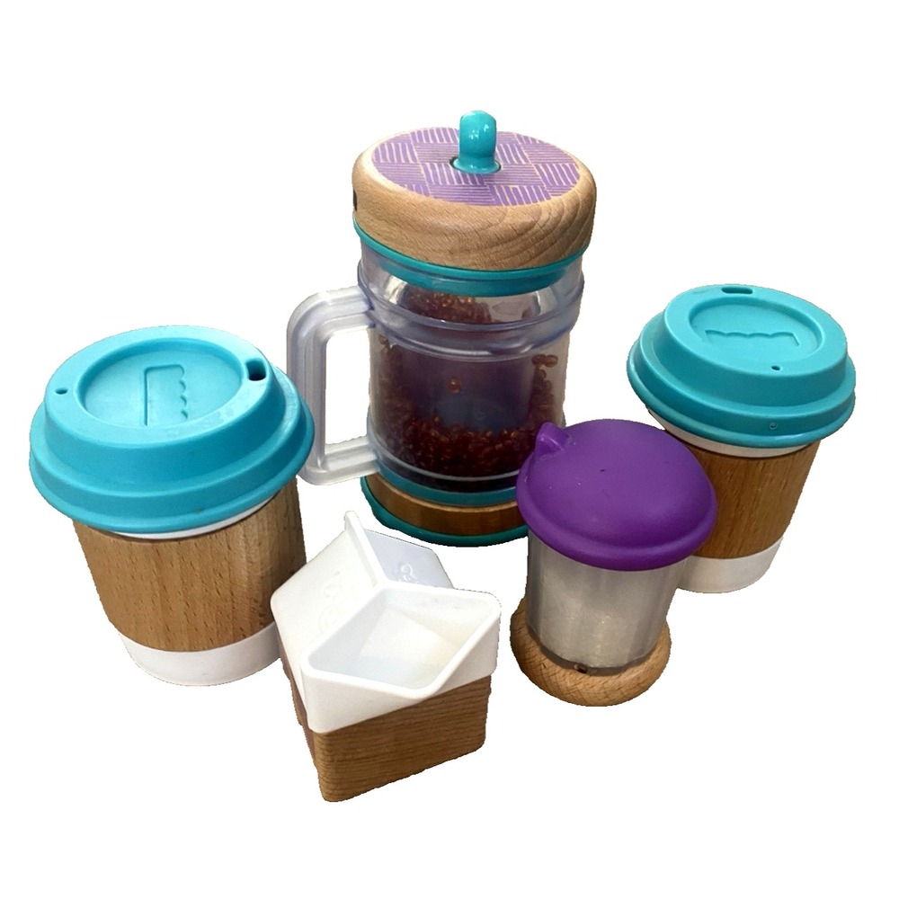 Fisher Price Wooden Toys Early Bird Barista Set Coffee Play Food HTF RARE Sugar